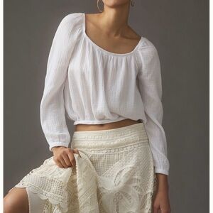 White Gauze Cropped Blouse